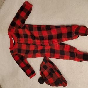 Red Buffalo Plaid pj's with hat